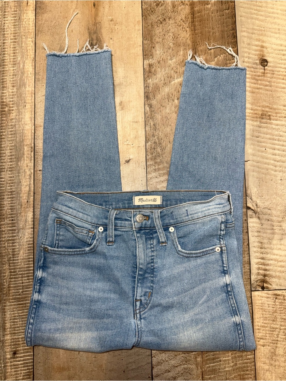 Madewell Light Wash Raw Hem Skinny Jeans